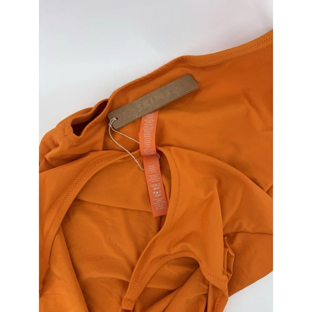NWT SKIMS Signature Swim Scoop Neck One Piece Swimsuit Sz L Tangerine